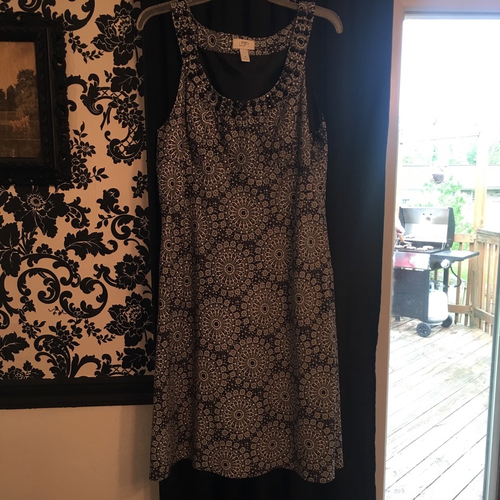 Black and white dress with rhinestones on collar